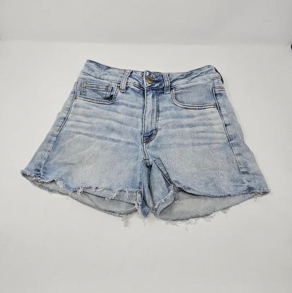 American Eagle Outfitters Hi-Rise Shortie Women's Size 2 Denim Jean Shorts Blue - Picture 2 of 7